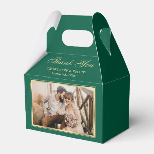 Custom Emerald Green Wedding Photo Thank You Favour Box