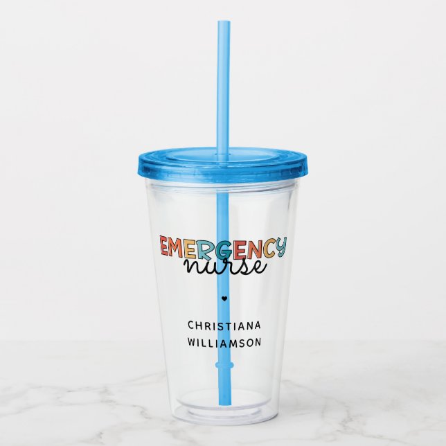 Custom Emergency Nurse ER Nurse Personalised Gift Acrylic Tumbler (Front)