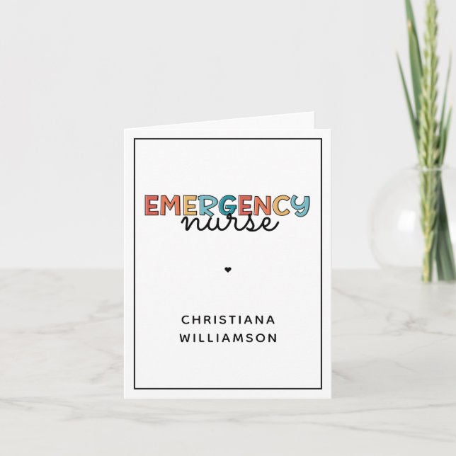 Custom Emergency Nurse ER Nurse Personalised Gifts Card (Front)
