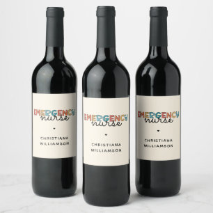 Custom Emergency Nurse ER Nurse Personalised Gifts Wine Label