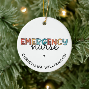 Custom Emergency Nurse ER Nurse Personalized Gifts Ceramic Tree Decoration