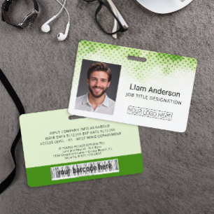 Custom Employee Badge - logo barcode photo ID Badge