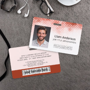 Custom Employee Badge - logo barcode photo ID Badge
