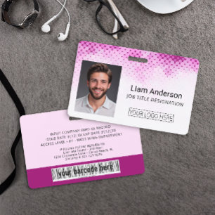 Custom Employee Badge - logo barcode photo ID Badge