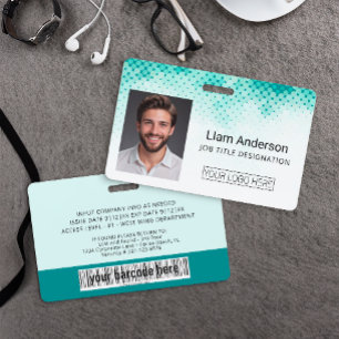 Custom Employee Badge - logo barcode photo ID Badge