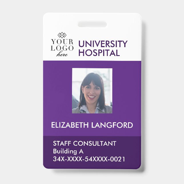 Custom Employee Badge | Photo, Logo and Color ID Badge (Front)