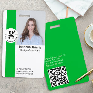 Custom Employee Badge QR Code, Logo, Large Photo ID Badge