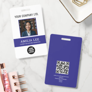 Custom Employee Badge with Photo Logo, Qrcode ID Badge