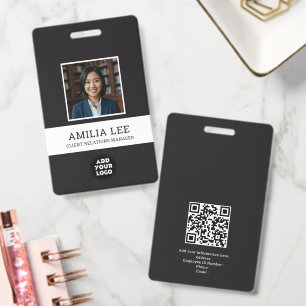 Custom Employee Badge with Photo Logo, Qrcode ID Badge