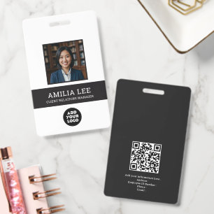 Custom Employee Badge with Photo Logo, Qrcode ID Badge