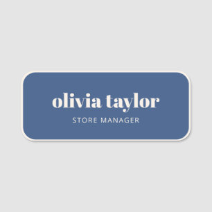 Custom Employee Business Blue White Staff Cute Name Tag