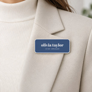Custom Employee Business Blue White Staff Cute Name Tag