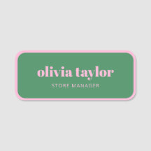 Custom Employee Business Pink Green Staff Cute