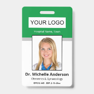 Custom Employee Green Doctor Photo Identity ID Badge