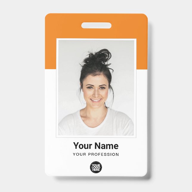 Custom Employee huge Photo Qr Bar Code Logo Name ID Badge (Front)