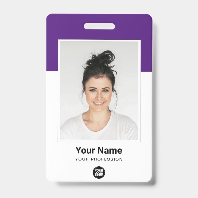 Custom Employee huge Photo Qr Bar Code Logo Name ID Badge (Front)