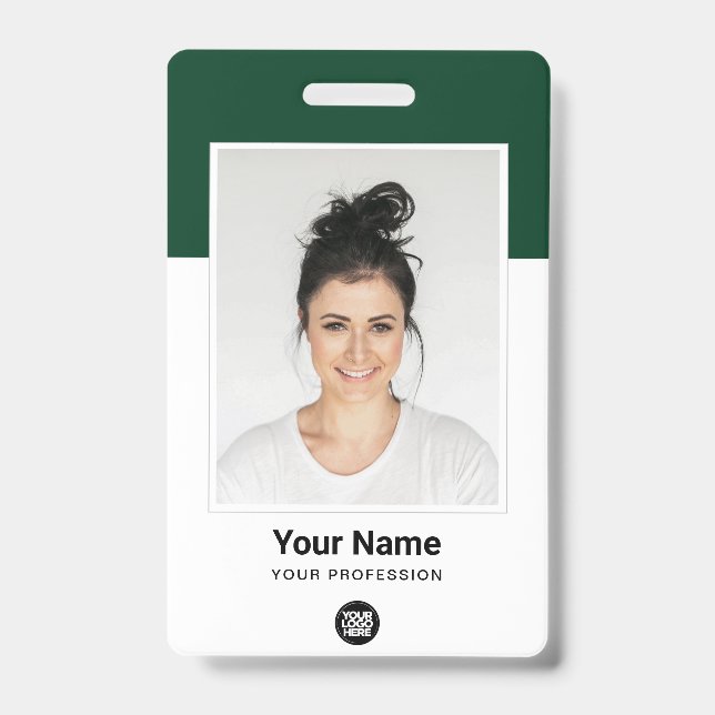 Custom Employee huge Photo Qr Bar Code Logo Name ID Badge (Front)