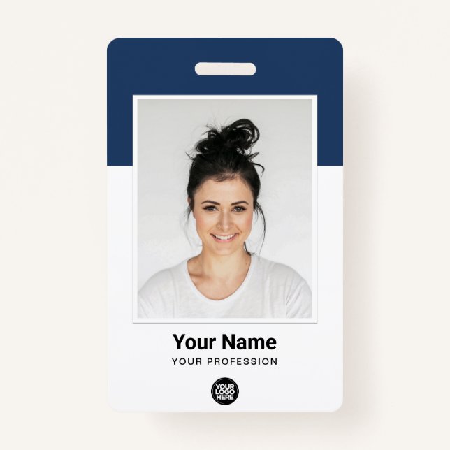 Custom Employee huge Photo Qr Bar Code Logo Name ID Badge (Front)