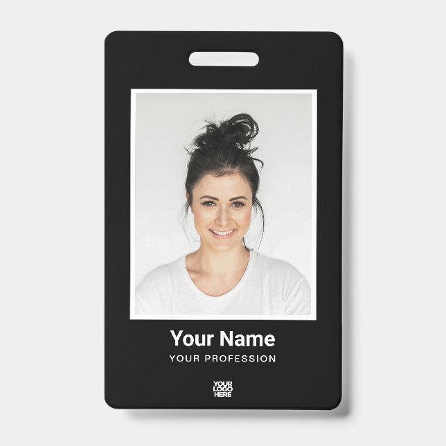 Custom Employee huge Photo Qr Bar Code Logo Name ID Badge (Front)