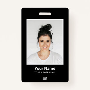 Custom Employee huge Photo Qr Bar Code Logo Name ID Badge