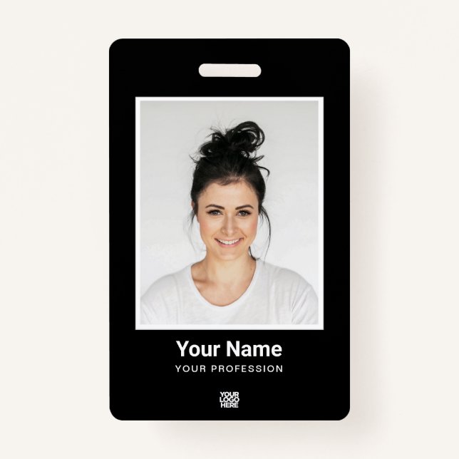 Custom Employee huge Photo Qr Bar Code Logo Name ID Badge (Front)