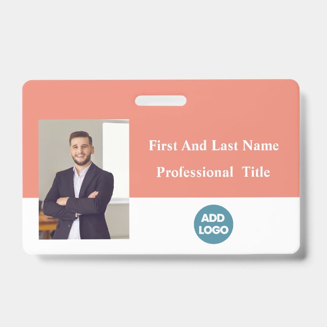 Custom Employee ID Badge - Name, Photo, Barcode  (Front)