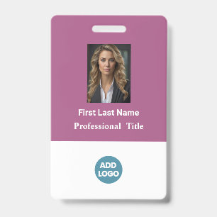 Custom Employee ID Badge - Name, Photo, Logo,..