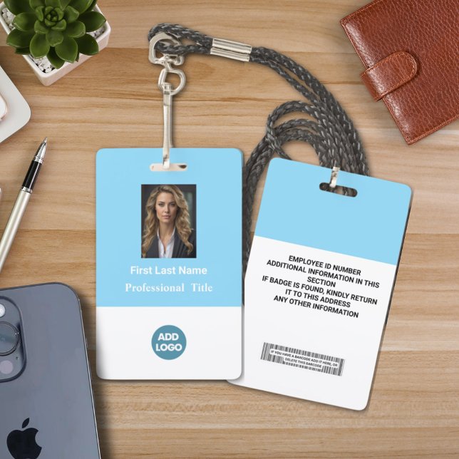 Custom Employee ID Badge - Name, Photo, Logo,.. (Personalized Badge Id With Photo, Name, Logo And Barcode.. 
Custom Your Badge Id Card For Any Job)