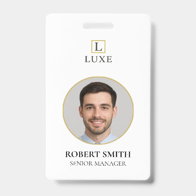 Custom Employee ID Badge with Photo & Barcode (Front)