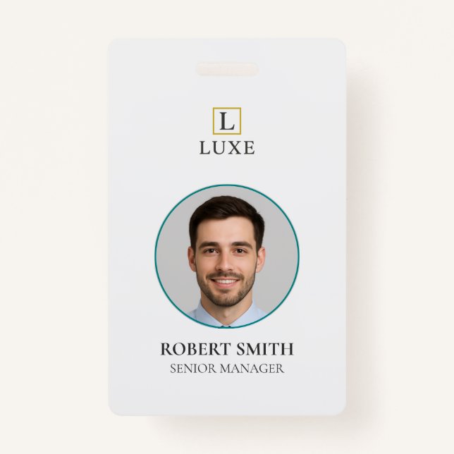 Custom Employee ID Badge with Photo & Barcode (Front)