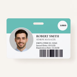Custom Employee ID Badge with Photo & Barcode