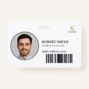 Custom Employee ID Badge with Photo & Barcode