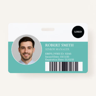 Custom Employee ID Badge with Photo & Barcode