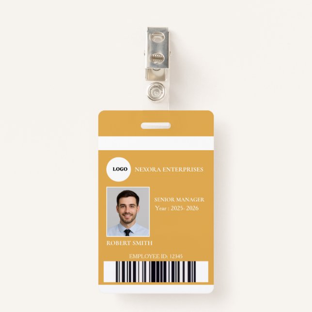 Custom Employee ID Card | COMPANY NAME ID Badge (Front with Clip)