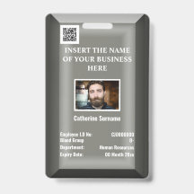 Custom employee ID card | Photo logo silver grey