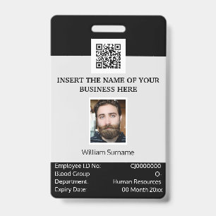 CUSTOM employee ID card vertical dual sided gray Badge