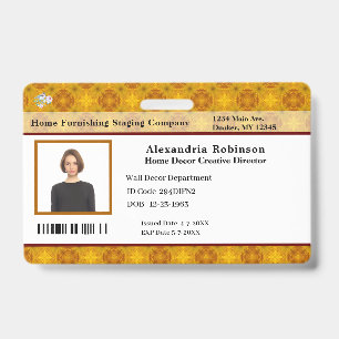 Custom Employee ID Identification Photo Bar Code  Badge