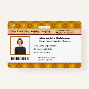 Custom Employee ID Identification Photo Bar Code ID Badge
