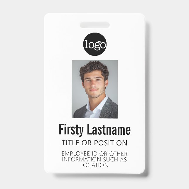 Custom Employee ID - Photo, Bar Code, Logo, Name Badge (Front)