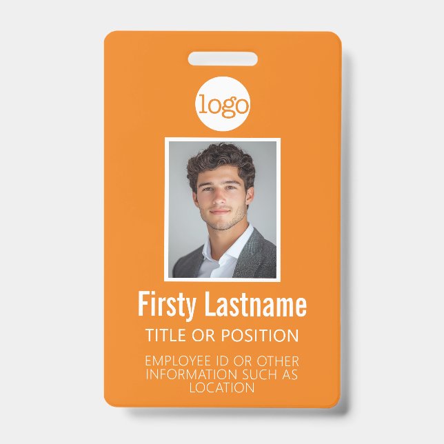 Custom Employee ID - Photo, Bar Code, Logo, Name Badge (Front)