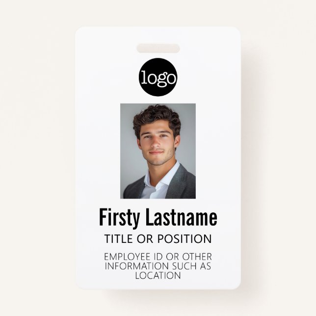 Custom Employee ID - Photo, Bar Code, Logo, Name ID Badge (Front)