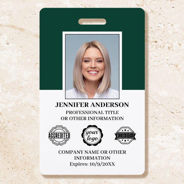Custom Employee ID Photo Logo Modern Dark Green Badge (Creator Uploaded)