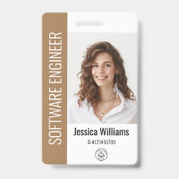 Custom Employee Large Photo, BarCode, Logo, Name