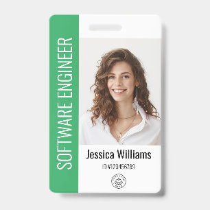 Custom Employee Large Photo, BarCode, Logo, Name ID Badge