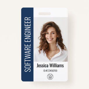 Custom Employee Large Photo, BarCode, Logo, Name ID Badge