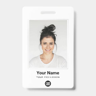 Custom Employee Large Photo Minimal Logo Name ID Badge