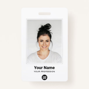 Custom Employee Large Photo Minimal Logo Name ID Badge