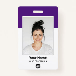 Custom Employee Large Photo Purple Logo Name ID Badge