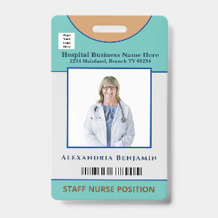 Custom Employee Logo Bar Code Logo Photo Name ID Badge