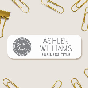 Custom Employee Logo Grey White Magnetic or Pin Name Tag
